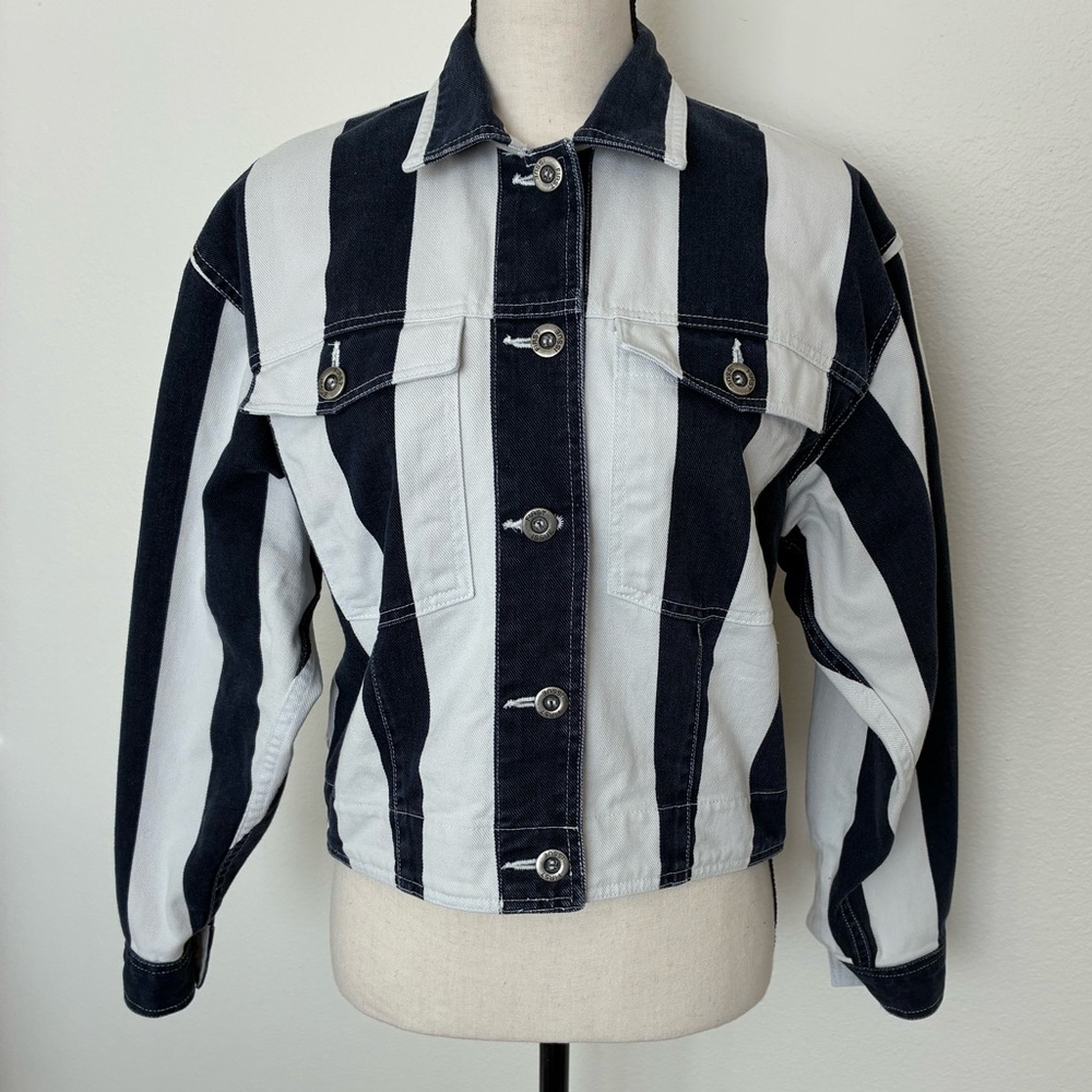 Vintage 80s First Issue Vertical Stripe Denim Jacket